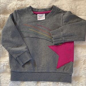 Hanna Andersson Gray Sweatshirt with Pink Star and Rainbow Accents